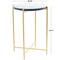 24" Metal X-Shaped Accent Table with Textured Glass Tabletop